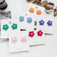 MISANANRYNE-pendientes de tuerca con forma de flor para mujer, aretes, 7 colores, moda 2019 2024 - compra barato