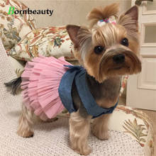 Dog Summer Dress Pet Cat New Year Party Dress Chihuahua Girl Wedding Jean Dress Skirt Puppy Go Out Clothes for Small Medium Dogs 2024 - buy cheap
