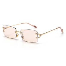 2020 New Luxury Brand Design Fashion Small Square Rimless Sunglasses Women Men Vintage Metal For Female UV400 Gafas De Sol 2024 - buy cheap