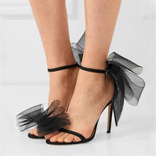Bowknot Mesh Women Sandals Ankle Strap 10CM High Heels Sexy Women Pumps Prom Dress Shoes Woman Gladiator Sandal 2024 - buy cheap