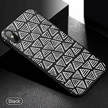 Funda de teléfono monocromática con patrón triangular, cubierta suave negra para iPhone 11 Pro Max 6 7 8plus 5 X XS XR XSMax para Samsung s10 series 2024 - compra barato