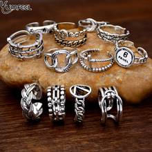 Yumfeel New Vintage Silver Rings Tibetan Silver Open Cuff Rings for Women Jewelry 12pcs/Lot 2024 - buy cheap