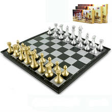 Conjunto de mini jogo de xadrez medieval, 4 tamanhos, com jogo de tabuleiro xadrez magnético, dourado e prata, peças de jogo de viagem para crianças 2024 - compre barato