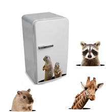 MAMALOOK 3D Small Cute Animals Bathroom Wall Sticker Cupboard Fridge Home Decor Wallpaper Giraffe Little Mouse Stickers 2024 - buy cheap