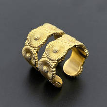 Anel de casal de aço titânio, anel ajustável de margarida para homens e mulheres, anel de abertura de aço 2024 - compre barato