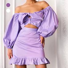 2020 Summer Autumn Women Sexy Solid Color Puff Sleeve Off Shoulder  Bowknot Buttons Women's Clothing ropa mujer 2024 - buy cheap