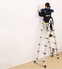 2.5m ladder retractable folding aluminum herringbone ladder Telescopic Extension Tall Multi Purpose telescopic ladder step 2024 - buy cheap