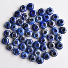 2020 fashion top quality natural Lapis Lazuli round shape big hole Charms beads For Bracelet making 30pcs/lot wholesale free 2024 - buy cheap