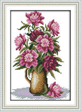 Pink Flower cross stitch kit DMC color cotton thread 14ct 11ct count print canvas stitches embroidery DIY handmade needlework 2024 - buy cheap