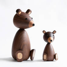 Denmark Wooden Brown Bear Family Gifts Crafts Toys Wood Squirrel Home Decorative Figurines High Quality Nordic Design Room Decor 2024 - buy cheap