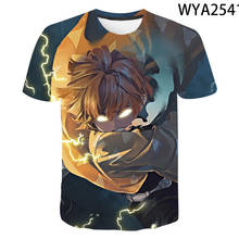 Camiseta estampa 3d tipo kimetsu no yaiba, camiseta casual streetwear da moda para meninos e meninas 2024 - compre barato