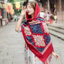 Pashmina de Cachemira que combina con todo para mujer, bufanda bordada con borlas florales, chal de viaje de gran tamaño, 200x70cm, Invierno 2024 - compra barato