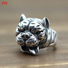 100%S925 pure Silver Carving Muscle Dog Thai Silver Old Ring 2024 - buy cheap