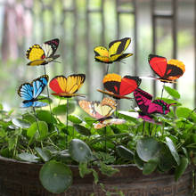 25pcs Colorful 3d Double Layer Butterfly On Sticks Home Yard Lawn Flowerpot Plant Decoration Garden Ornament Diy Lawn Crafts 2024 - buy cheap