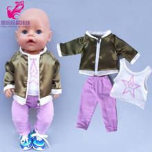 18 inch girl doll jacket trousers 43cm baby doll coat with white shirt pants doll clothes 2024 - buy cheap