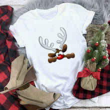 Camiseta de mujer 2020 Feliz Navidad Linda camiseta con estampado de renos Harajuku camiseta de ocio moda Streetwear ropa femenina camiseta 2024 - compra barato
