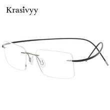 Krasivyy Square Rimless Glasses Frame Men Top Quality Myopia Optical Prescription Eyeglasses Male 2020 Pure Titanium Eyewear 2024 - buy cheap