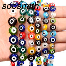 Natural Flat Round Lampwork Glazed Glass Turkish Evil Eye Beads Loose Spacer Bead For Jewlery Making Handmade Diy Accessories 2024 - buy cheap