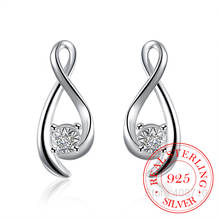 100% 925 Sterling Silver Women Jewelry Korean Silver Cute Crystal Waterdrop Stud Ear Earrings for Women 2020 Wedding Party Gift 2024 - buy cheap