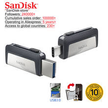 Sandisk Pendrive 32 Гб U Disk DUAL DRIVE USB Flash Drive 128 Гб карта памяти Type-C OTG USB 3,1 64 Гб Высокое качество Usb Stick 256 ГБ 2024 - купить недорого