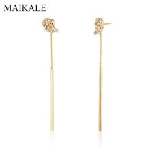 MAIKALE Trendy Wing Zirconia Metal Rod Tassel Long Earrings for Women Gold Chain Drop Dangle Earrings Party Jewelry Gifts 2024 - buy cheap