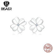 Elegant Flowers Earrings BISAER 925 Sterling Silver Luck & Courage Four-Leaf Clover Women Stud Earrings For Women Jewelry ECE864 2024 - buy cheap