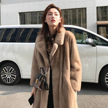 Новое пальто из искусственного меха, женское модное повседневное длинное пальто с отворотом, куртка из искусственного меха лисы, плюшевое пальто для женщин, зимнее женское пальто 2024 - купить недорого