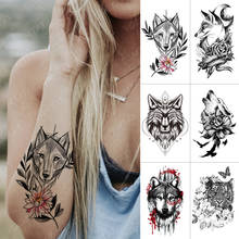 Waterproof Temporary Tattoo Sticker Tiger Lion Moon Fox Rose Flash Tatoo Bird Flower Wolf Body Art Arm Water Transfer Fake Tatto 2024 - buy cheap