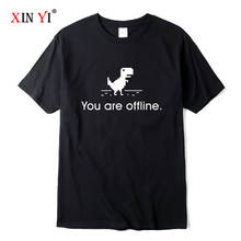 Футболка XIN YI мужская с круглым вырезом, смешная Свободная рубашка из 100% хлопка, с принтом динозавра, с коротким рукавом 2024 - купить недорого