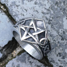 Unique Celtics knot Pentagram Ring 316L Stainless Steel Pagan Pentagram Ring Men Women Biker Fashion Jewelry Drop Shipping 2024 - buy cheap