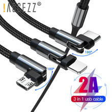 ¡! ACCEZZ-Cable USB giratorio 3 en 1, carga rápida Micro USB tipo C para iPhone 12 11, Samsung, cargador de teléfono móvil Android de 180 grados 2024 - compra barato