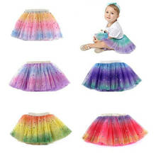 Saia tutu de arco-íris com 3 camadas, saia de malha para bebês meninas, de tule, princesa, para baile de balé, saia com lantejoulas 2024 - compre barato