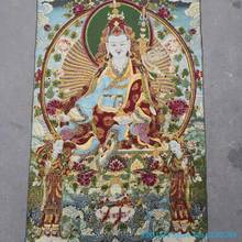 Master lianhuasheng Tibet Buddha statue religious silk Thangka brocade painting gold silk cloth weaving embroidery 2024 - buy cheap
