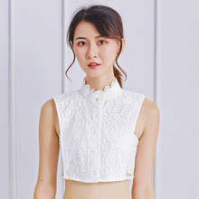 Linbaiway Women Stand Ruffle Lace Shirt Fake Collar Chiffon Detachable False Collar Lapel Sweater Blouse Top Faux Collar 2024 - buy cheap