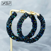 X & P-pendientes colgantes de cristal para mujer, aretes coreanos Vintage austriacos con diamantes de imitación, redondos, dorados, joyería de boda 2024 - compra barato