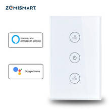 Zemismart eua alexa eco interruptor do ventilador de teto inteligente wi fi app temporizador velocidade controle grupo regulação da velocidade interruptor parede casa 2024 - compre barato