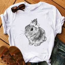 New Bunny Queen Animal Print Women Tshirts Funny Rabbit T Shirt Harajuku Kawaii Clothes Summer Tops Tee Shirt Femme Streetwear 2024 - buy cheap