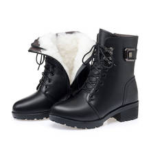 2022 Winter Genuine Leather Boots Martin Boots Warm Plush Wool Boots Fashion Comfort Non-slip Women Boots Snow Shoes Large Size 2024 - buy cheap