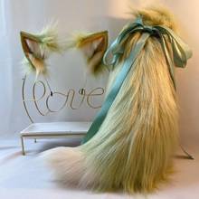 Oreja de zorro Matcha hecha a mano, Original, simulación de cola de Lobo, oreja de gato, banda para el pelo, Cosplay personalizado 2024 - compra barato