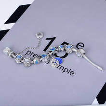 Venda imperdível pulseira de miçangas estilosa azul estrelada bracelete com contas europeu e americano bracelete popular da família star pan 2024 - compre barato