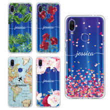 Funda de teléfono personalizada con su nombre inicial, carcasa transparente de TPU suave con flores para Xiaomi Mi Redmi Note 5, 6, 7, 8, 9, 10 lite Pro Plus 2024 - compra barato