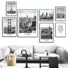 Black White London Paris New York Chicago Wall Art Canvas Painting Nordic Posters And Prints Wall Pictures For Living Room Decor 2024 - buy cheap