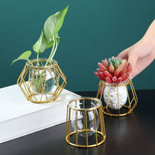 Vaso de ferro forjado hidropônico nórdico, vaso de flores geométrico, simples, retrô, de metal, decoração moderna para casa 2024 - compre barato