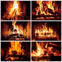 Fireplace Flame Firewood Brick Wall Dark Photocall Photography Backdrops Personalized Photographic Background For Photo Studio 2024 - buy cheap