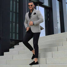 Costume Homme Casual Grey Men Suits Business Man Blazers Male Groom Wear Slim Fit Tuxedo Wedding Suits 2 Pieces Jacket Pant 2024 - buy cheap