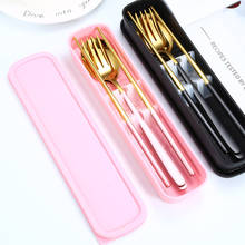 Portable Travel Tableware 3IN1 304 Stainless Steel Cutlery Set Dinnerware Spoon Fork Chopsticks with Storage Box Office 2020 New 2024 - buy cheap