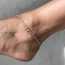 Simple Embossed Tassel Ankle Chain 2020 Fashion Summer Beach Foot Jewelry Anklets for Women Gold Silver Color Anklet Simple 2024 - buy cheap