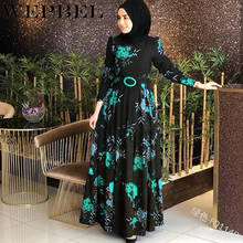 WEPBEL женские мусульманское платье Абая Исламская пальто с длинными рукавами и цветочным узором, платье с оборками на каждый день модная Осенняя Дамская обувь длиной макси платья 2024 - купить недорого