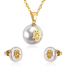 Luxukisskids-conjunto de joias para casamento, joias com pérolas falsas, aço inoxidável, para mulheres 2024 - compre barato