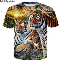 Camiseta estampa 3d animais tigres, camisetas engraçadas mapa do mundo casual para homens e mulheres roupas estilo hip hop 2024 - compre barato